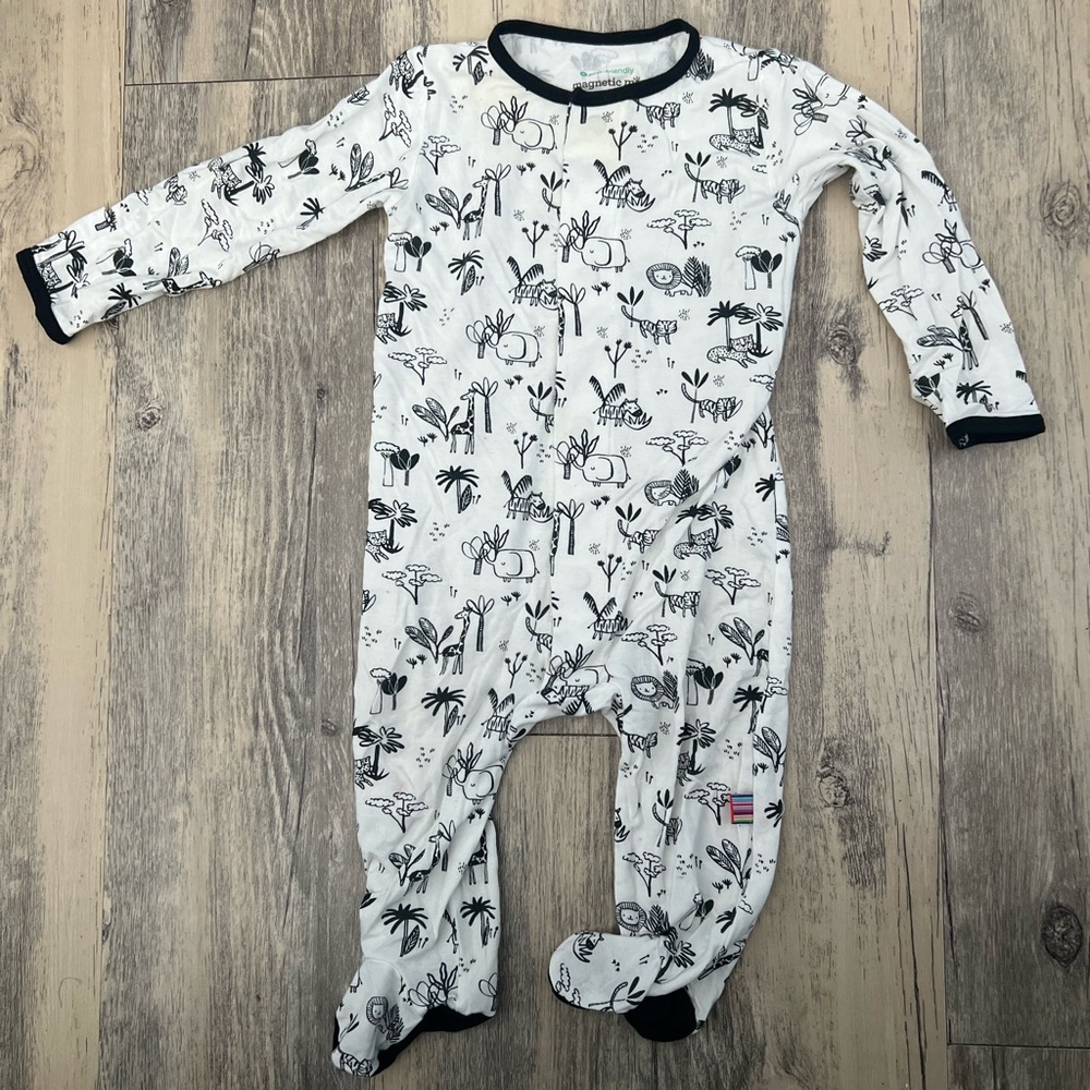 Magnetic Me White Footies Pajamas with Doodle Prints